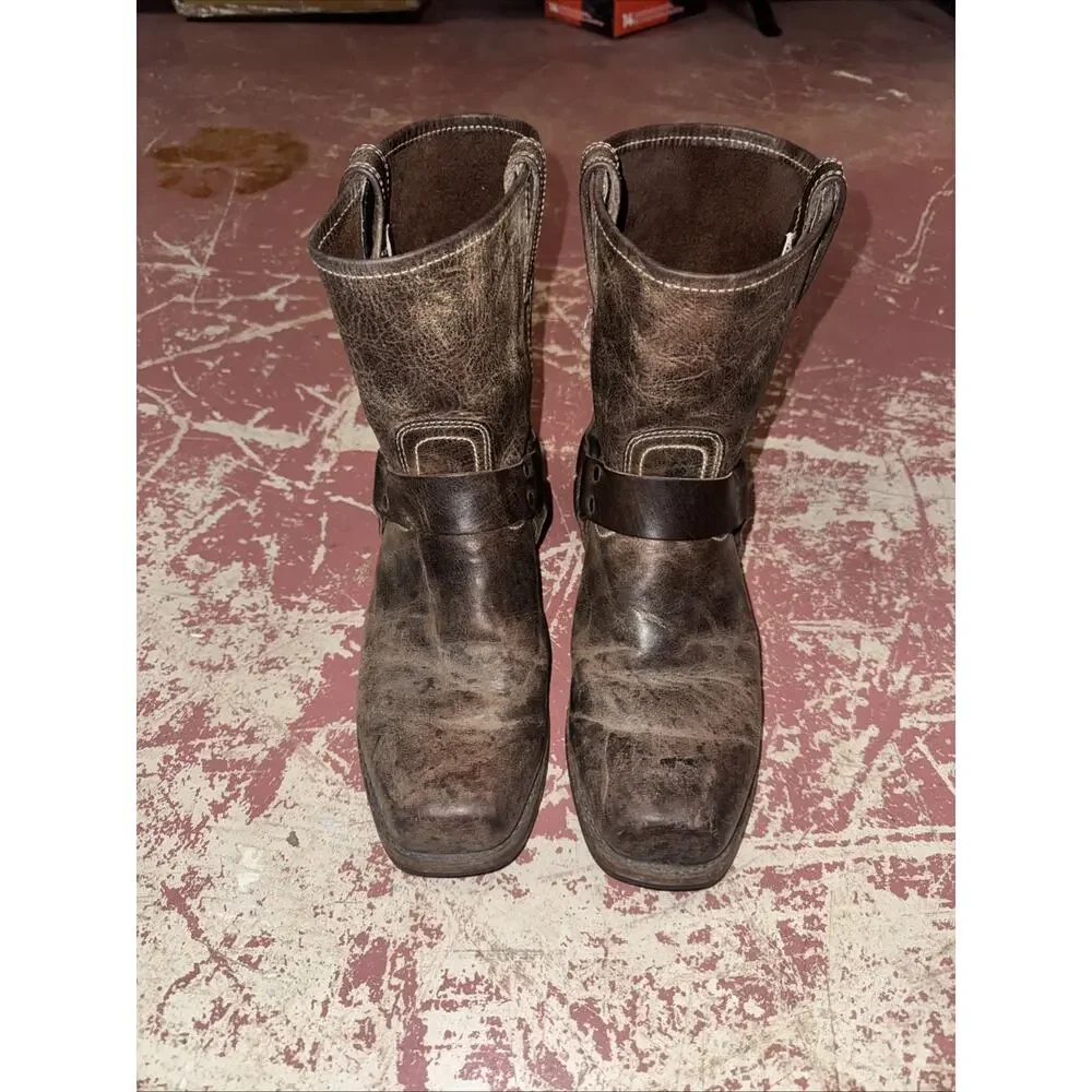 Vintage Frye 87402 Brown Leather Harness Boots Men's Size 11 M Made in USA
